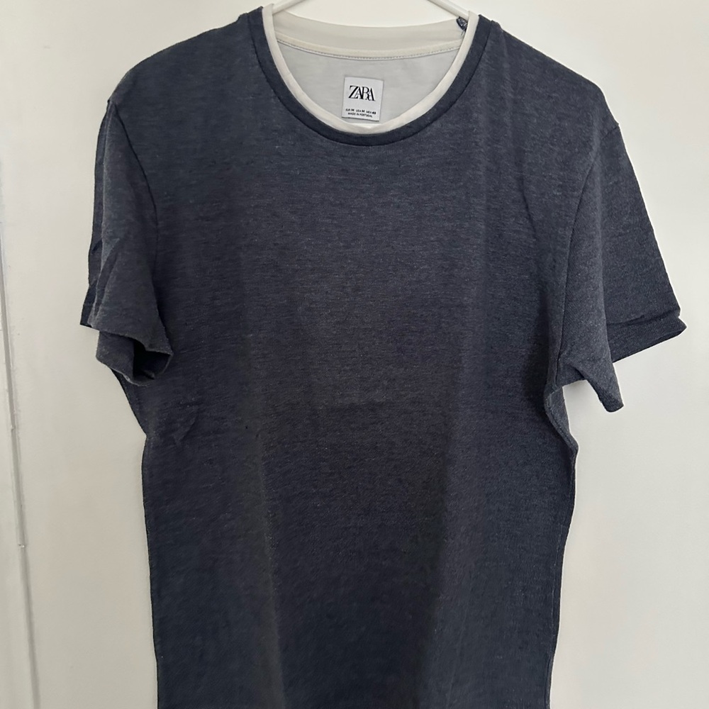 Zara Gray Short Sleeve Tee with Crew Neck